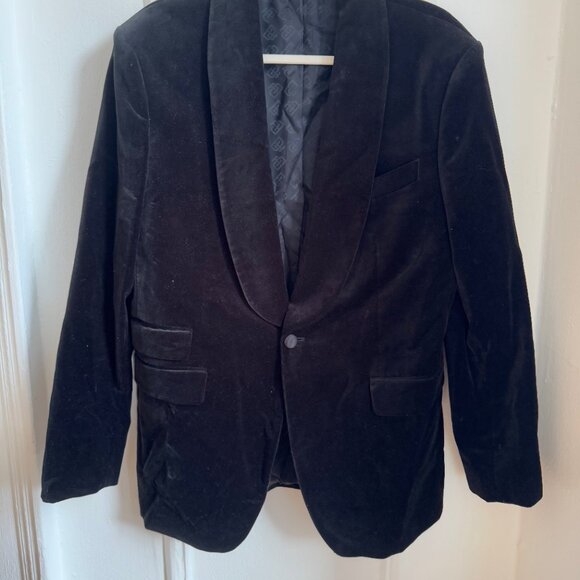 BANANA REPUBLIC BLACK NORTE VELVET TUXEDO SUIT JACKET 42R - Worn Once! - Picture 2 of 8